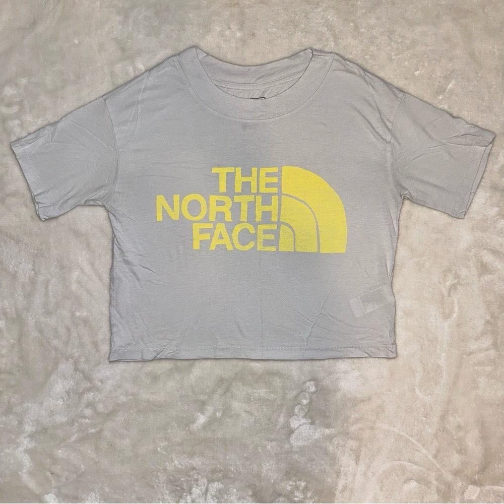 The North Face Cropped Yellow/Grey Graphic Thin Soft Tshirt Size XS